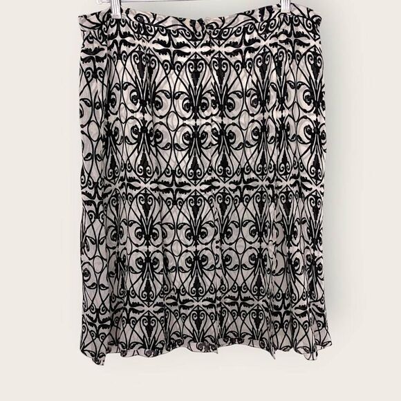 Talbots Skirt Womens Sz 14 Petite Silk Blk White Layers Streamers Chiffon Vtg 90 - Picture 2 of 12